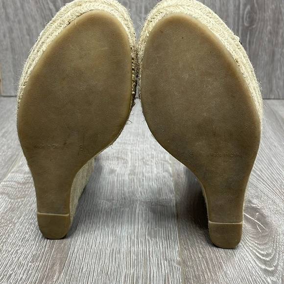 Talbots Kittie3e Espadrille Wedge Sandals Natural Reptile T Strap Ankle 8M - Picture 9 of 14